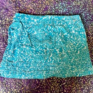 Lilly Pulitzer Turquoise Coral Print Pencil Skirt